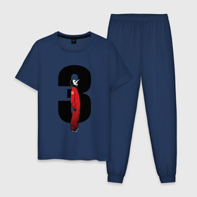 Мужская пижама хлопок с принтом Slipknot третий в Санкт-Петербурге, 100% хлопок | брюки и футболка прямого кроя, без карманов, на брюках мягкая резинка на поясе и по низу штанин
 | 