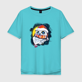 Мужская футболка хлопок Oversize с принтом Сова на фоне луны в Курске, 100% хлопок | свободный крой, круглый ворот, “спинка” длиннее передней части | 