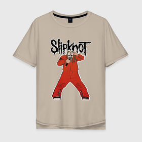 Мужская футболка хлопок Oversize с принтом Slipknot fan art в Санкт-Петербурге, 100% хлопок | свободный крой, круглый ворот, “спинка” длиннее передней части | Тематика изображения на принте: 