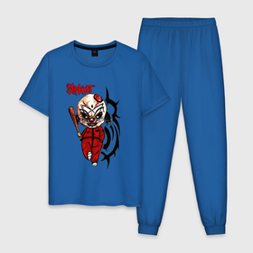 Мужская пижама хлопок с принтом Slipknot fan в Санкт-Петербурге, 100% хлопок | брюки и футболка прямого кроя, без карманов, на брюках мягкая резинка на поясе и по низу штанин
 | 