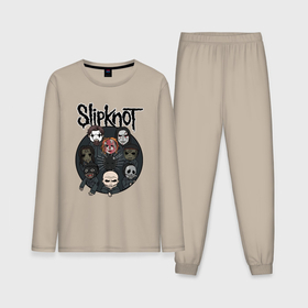 Мужская пижама хлопок (с лонгсливом) с принтом Slipknot art fan в Белгороде,  |  | 