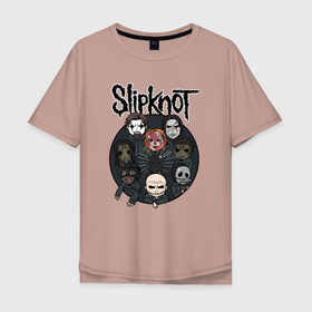 Мужская футболка хлопок Oversize с принтом Slipknot art fan в Белгороде, 100% хлопок | свободный крой, круглый ворот, “спинка” длиннее передней части | 