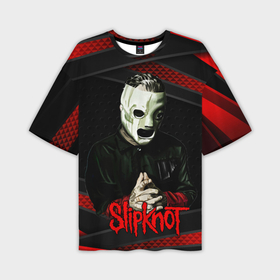 Мужская футболка oversize 3D с принтом Slipknot black  red в Курске,  |  | Тематика изображения на принте: 