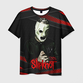 Мужская футболка 3D с принтом Slipknot black  red в Белгороде, 100% полиэфир | прямой крой, круглый вырез горловины, длина до линии бедер | 