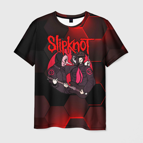 Мужская футболка 3D с принтом Slipknot art black в Новосибирске, 100% полиэфир | прямой крой, круглый вырез горловины, длина до линии бедер | 