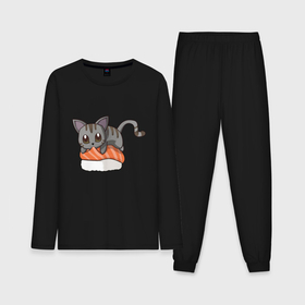 Мужская пижама хлопок (с лонгсливом) с принтом Sushi cat ,  |  | Тематика изображения на принте: 