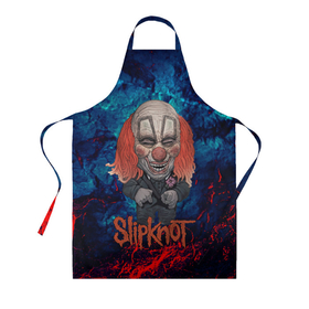 Фартук 3D с принтом clown Slipknot в Кировске, 100% полиэстер | общий размер — 65 х 85 см, ширина нагрудника — 26 см, горловина — 53 см, длина завязок — 54 см, общий обхват в поясе — 173 см. Принт на завязках и на горловине наносится с двух сторон, на основной части фартука — только с внешней стороны | 