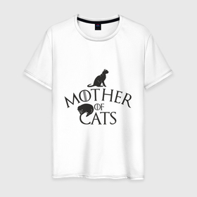 Мужская футболка хлопок с принтом Мать котов в Екатеринбурге, 100% хлопок | прямой крой, круглый вырез горловины, длина до линии бедер, слегка спущенное плечо. | 