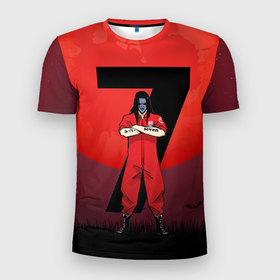 Мужская футболка 3D Slim с принтом Седьмой   Slipknot в Санкт-Петербурге, 100% полиэстер с улучшенными характеристиками | приталенный силуэт, круглая горловина, широкие плечи, сужается к линии бедра | 
