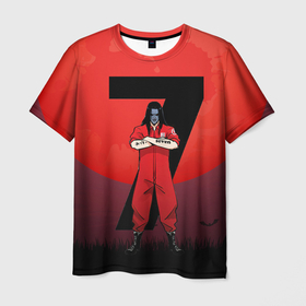 Мужская футболка 3D с принтом Седьмой   Slipknot в Санкт-Петербурге, 100% полиэфир | прямой крой, круглый вырез горловины, длина до линии бедер | 