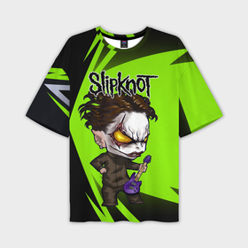 Мужская футболка OVERSIZE 3D с принтом Slipknot  green ,  |  | 