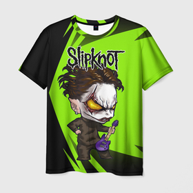 Мужская футболка 3D с принтом Slipknot  green в Рязани, 100% полиэфир | прямой крой, круглый вырез горловины, длина до линии бедер | 