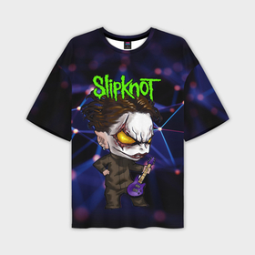 Мужская футболка OVERSIZE 3D с принтом Slipknot dark blue в Курске,  |  | Тематика изображения на принте: 