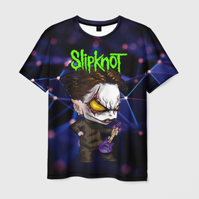 Мужская футболка 3D с принтом Slipknot dark blue в Курске, 100% полиэфир | прямой крой, круглый вырез горловины, длина до линии бедер | Тематика изображения на принте: 