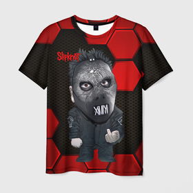 Мужская футболка 3D с принтом Slipknot объемные плиты в Кировске, 100% полиэфир | прямой крой, круглый вырез горловины, длина до линии бедер | 