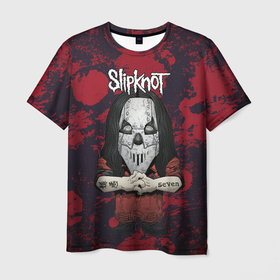 Мужская футболка 3D с принтом Slipknot dark  red в Рязани, 100% полиэфир | прямой крой, круглый вырез горловины, длина до линии бедер | 