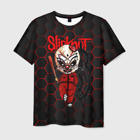 Мужская футболка 3D с принтом Slipknot объемные соты в Рязани, 100% полиэфир | прямой крой, круглый вырез горловины, длина до линии бедер | 