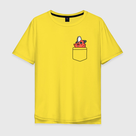 Мужская футболка хлопок Oversize с принтом Пачита в кармашке   Человек бензопила в Курске, 100% хлопок | свободный крой, круглый ворот, “спинка” длиннее передней части | Тематика изображения на принте: 