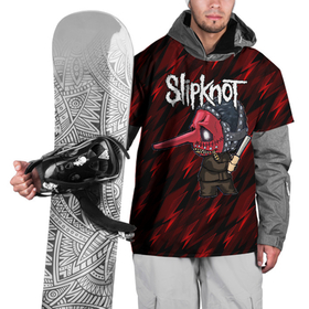 Накидка на куртку 3D с принтом Slipknot красные молнии в Белгороде, 100% полиэстер |  | 