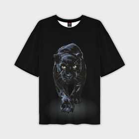 Мужская футболка OVERSIZE 3D с принтом Черная пантера   хищница в Новосибирске,  |  | Тематика изображения на принте: 
