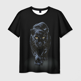 Мужская футболка 3D с принтом Черная пантера   хищница в Петрозаводске, 100% полиэфир | прямой крой, круглый вырез горловины, длина до линии бедер | 