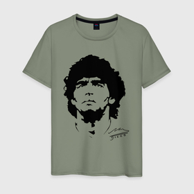 Мужская футболка хлопок с принтом Диего Марадона арт в Петрозаводске, 100% хлопок | прямой крой, круглый вырез горловины, длина до линии бедер, слегка спущенное плечо. | 
