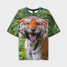 Мужская футболка OVERSIZE 3D с принтом Смешной тигр в Тюмени,  |  | 