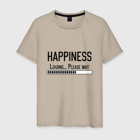Мужская футболка хлопок с принтом Счастье   идет загрузка, подождите в Тюмени, 100% хлопок | прямой крой, круглый вырез горловины, длина до линии бедер, слегка спущенное плечо. | 