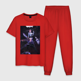 Мужская пижама хлопок с принтом Макима на пиле в Екатеринбурге, 100% хлопок | брюки и футболка прямого кроя, без карманов, на брюках мягкая резинка на поясе и по низу штанин
 | Тематика изображения на принте: 