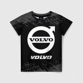 Детская футболка 3D с принтом Volvo speed на темном фоне со следами шин , 100% гипоаллергенный полиэфир | прямой крой, круглый вырез горловины, длина до линии бедер, чуть спущенное плечо, ткань немного тянется | 