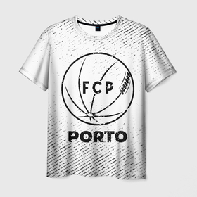 Мужская футболка 3D с принтом Porto с потертостями на светлом фоне в городе Новоалтайск, 100% полиэфир | прямой крой, круглый вырез горловины, длина до линии бедер | 