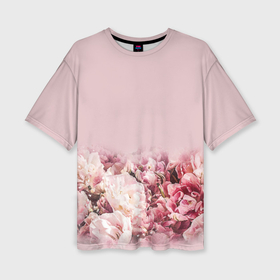 Женская футболка oversize 3D с принтом Нежные розовые цветы в букете в Тюмени,  |  | 