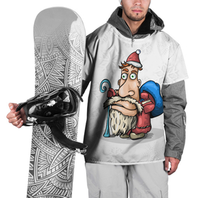 Накидка на куртку 3D с принтом Дед Мороз спешит с подарками на фоне снежинок в Курске, 100% полиэстер |  | 