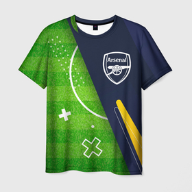 Мужская футболка 3D с принтом Arsenal football field в Санкт-Петербурге, 100% полиэфир | прямой крой, круглый вырез горловины, длина до линии бедер | 