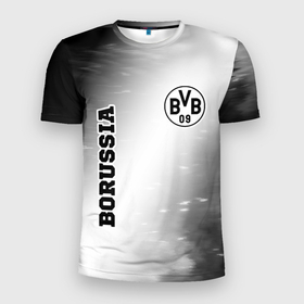 Мужская футболка 3D Slim с принтом Borussia sport на светлом фоне: надпись, символ , 100% полиэстер с улучшенными характеристиками | приталенный силуэт, круглая горловина, широкие плечи, сужается к линии бедра | 