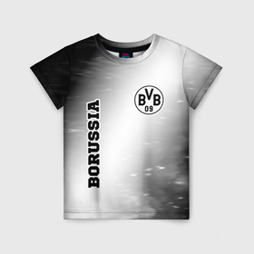 Детская футболка 3D с принтом Borussia sport на светлом фоне: надпись, символ , 100% гипоаллергенный полиэфир | прямой крой, круглый вырез горловины, длина до линии бедер, чуть спущенное плечо, ткань немного тянется | Тематика изображения на принте: 