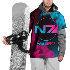 Накидка на куртку 3D с принтом Mass Effect   neon gradient в Петрозаводске, 100% полиэстер |  | Тематика изображения на принте: 
