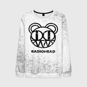 Мужской свитшот 3D с принтом Radiohead с потертостями на светлом фоне в Белгороде, 100% полиэстер с мягким внутренним слоем | круглый вырез горловины, мягкая резинка на манжетах и поясе, свободная посадка по фигуре | 