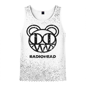 Мужская майка 3D с принтом Radiohead с потертостями на светлом фоне в Тюмени, 100% полиэстер | круглая горловина, приталенный силуэт, длина до линии бедра. Пройма и горловина окантованы тонкой бейкой | 