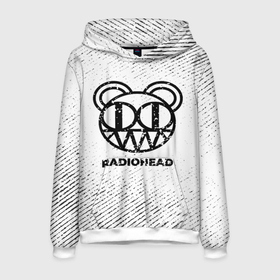Мужская толстовка 3D с принтом Radiohead с потертостями на светлом фоне в Белгороде, 100% полиэстер | двухслойный капюшон со шнурком для регулировки, мягкие манжеты на рукавах и по низу толстовки, спереди карман-кенгуру с мягким внутренним слоем. | 