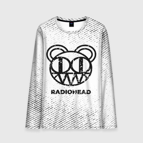 Мужской лонгслив 3D с принтом Radiohead с потертостями на светлом фоне в Тюмени, 100% полиэстер | длинные рукава, круглый вырез горловины, полуприлегающий силуэт | 