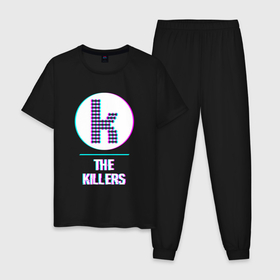 Мужская пижама хлопок с принтом The Killers glitch rock в Тюмени, 100% хлопок | брюки и футболка прямого кроя, без карманов, на брюках мягкая резинка на поясе и по низу штанин
 | Тематика изображения на принте: 