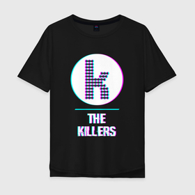 Мужская футболка хлопок Oversize с принтом The Killers glitch rock в Санкт-Петербурге, 100% хлопок | свободный крой, круглый ворот, “спинка” длиннее передней части | 
