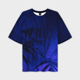Мужская футболка OVERSIZE 3D с принтом Пальма в неоновом свете в Курске,  |  | Тематика изображения на принте: 