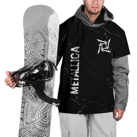 Накидка на куртку 3D с принтом Metallica glitch на темном фоне: надпись, символ в Тюмени, 100% полиэстер |  | Тематика изображения на принте: 