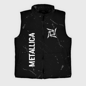 Мужской жилет утепленный 3D с принтом Metallica glitch на темном фоне: надпись, символ в Тюмени,  |  | Тематика изображения на принте: 