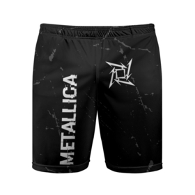 Мужские шорты спортивные с принтом Metallica glitch на темном фоне: надпись, символ в Курске,  |  | 