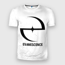 Мужская футболка 3D Slim с принтом Evanescence glitch на светлом фоне в Екатеринбурге, 100% полиэстер с улучшенными характеристиками | приталенный силуэт, круглая горловина, широкие плечи, сужается к линии бедра | Тематика изображения на принте: 