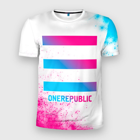 Мужская футболка 3D Slim с принтом OneRepublic neon gradient style , 100% полиэстер с улучшенными характеристиками | приталенный силуэт, круглая горловина, широкие плечи, сужается к линии бедра | Тематика изображения на принте: 