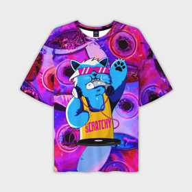 Мужская футболка OVERSIZE 3D с принтом DJ Scratchy in pink glasses ,  |  | Тематика изображения на принте: 